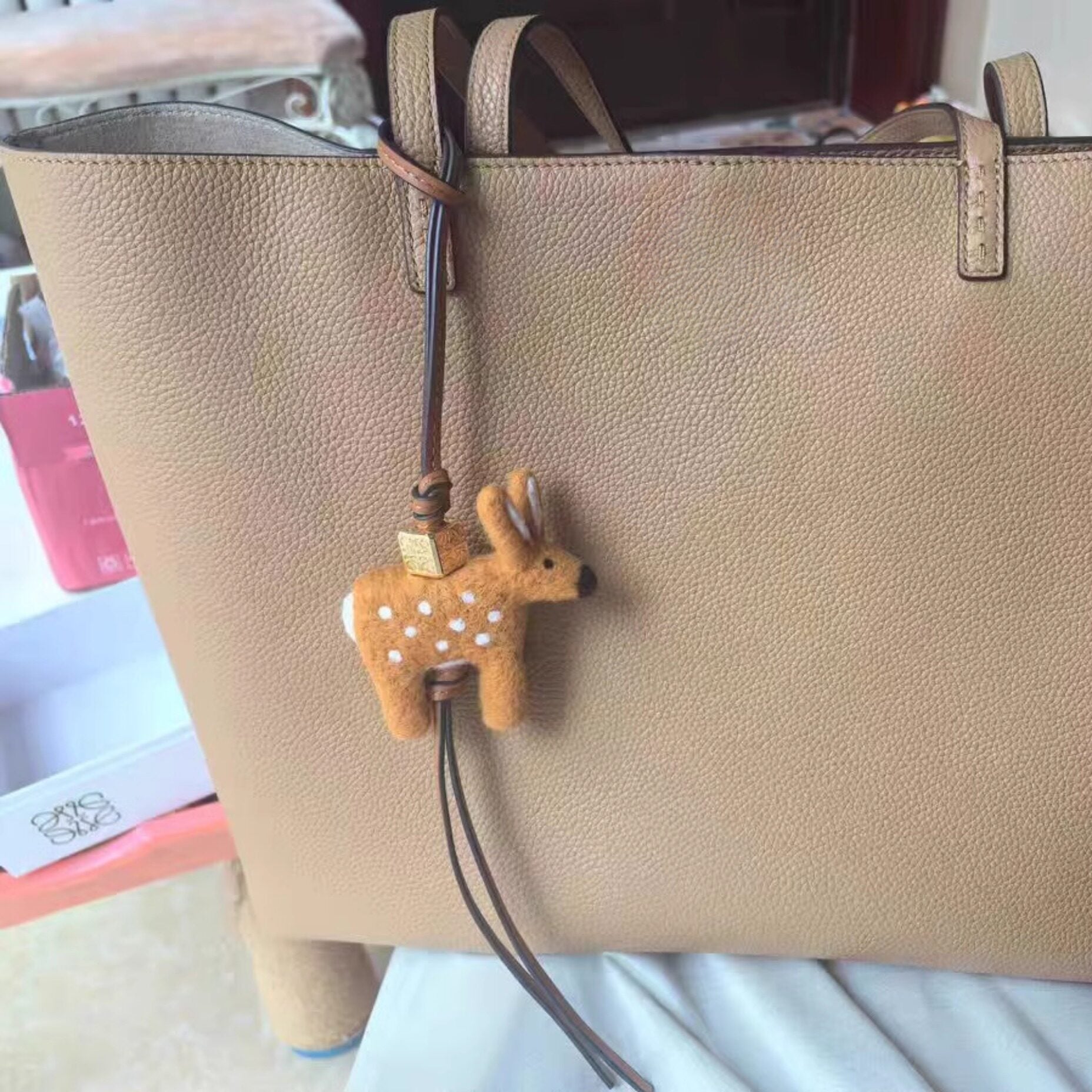 Sika Deer Wool Felt Fluffy Bag Charm