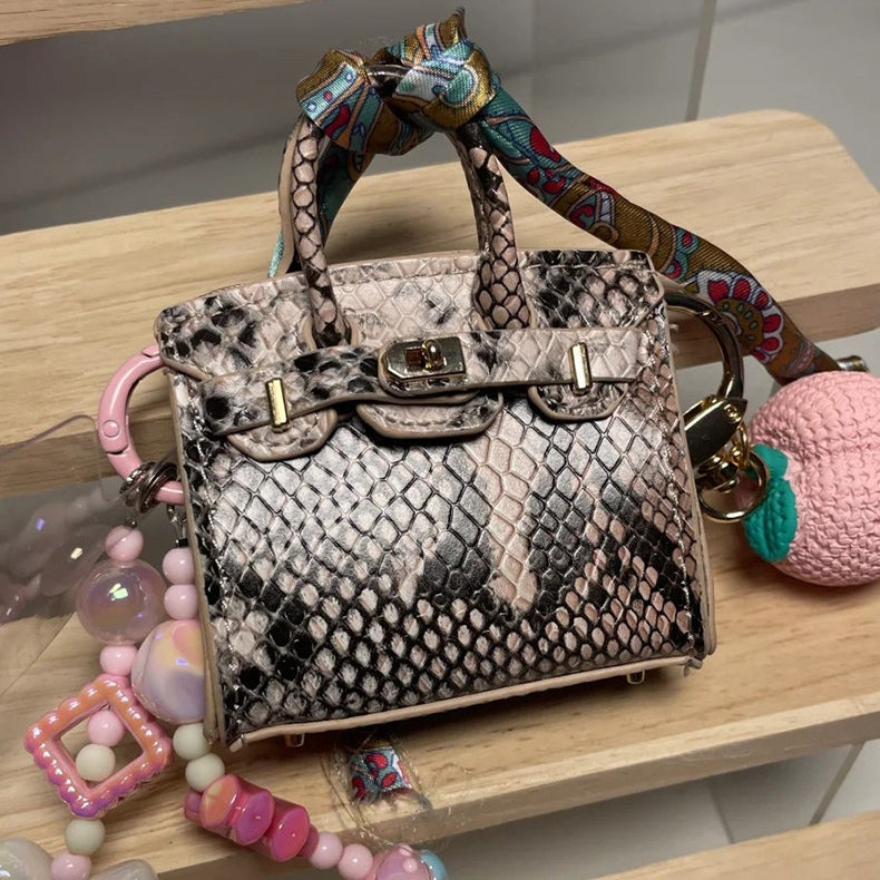 Mini Bag Crocodile Leather Bag Charm