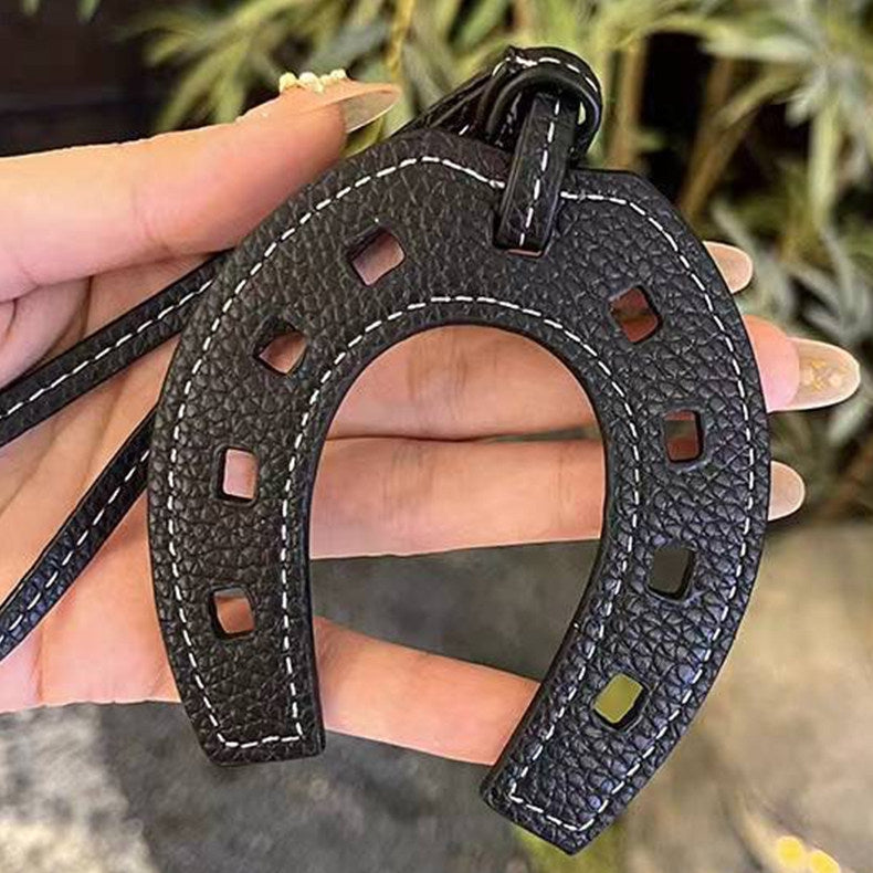 Horseshoe Leather Bag Charm