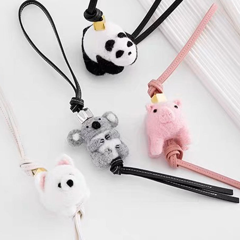 Little Pig Wool Felt Fluffy Bag Charm