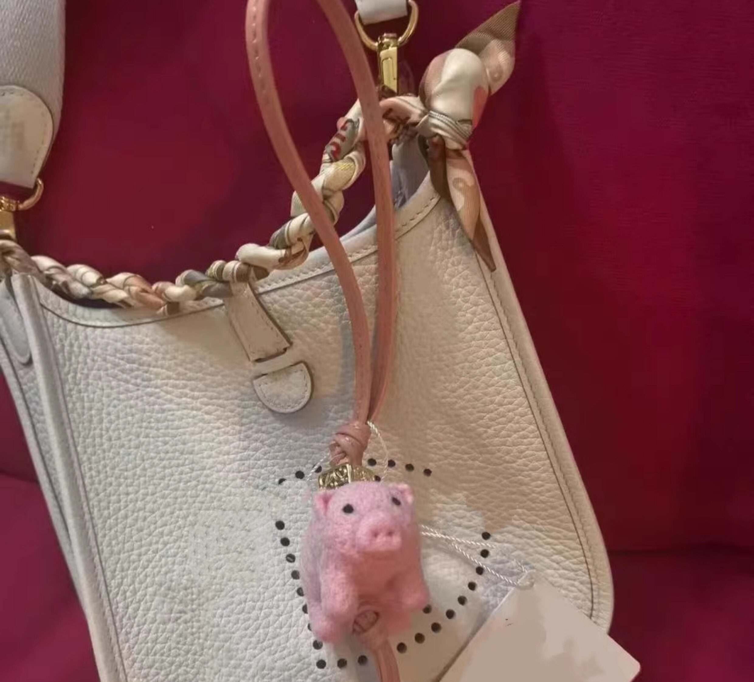 Little Pig Wool Felt Fluffy Bag Charm