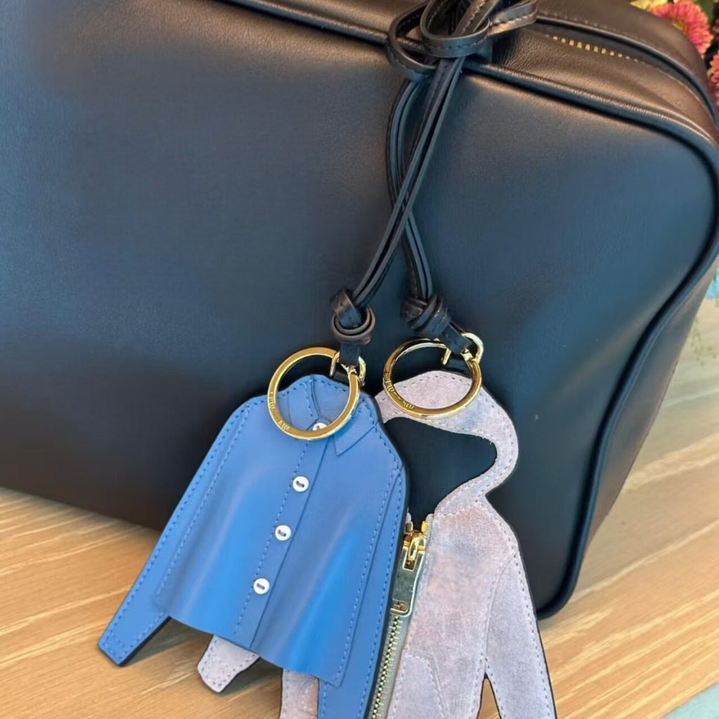 Gray Hoodie Leather Bag Charm