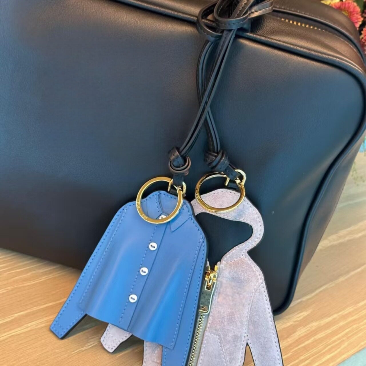 Gray Hoodie Leather Bag Charm