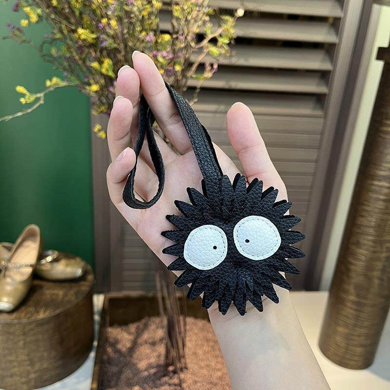 Black Coal Ball Leather Bag Charm