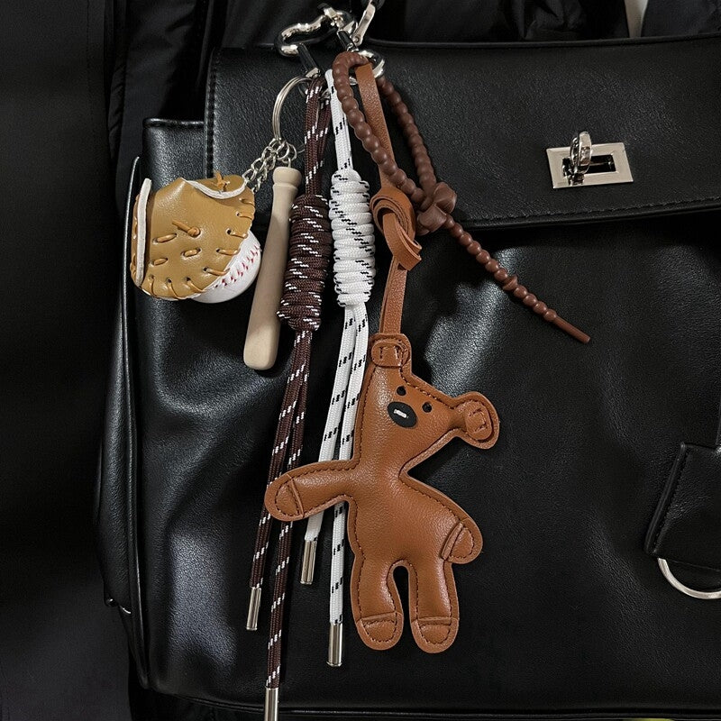 Multicolored Bear Leather Bag Charm