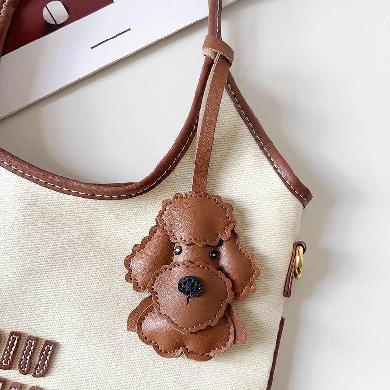 Multicolor Schnauzer Leather Bag Charm