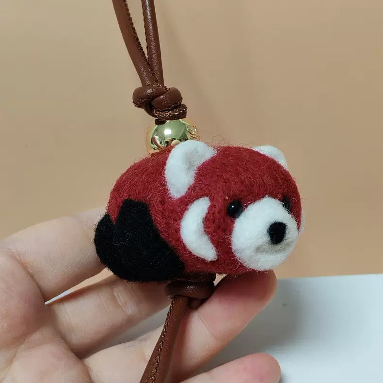 Red Panda Wool Felt Fluffy Bag Charm