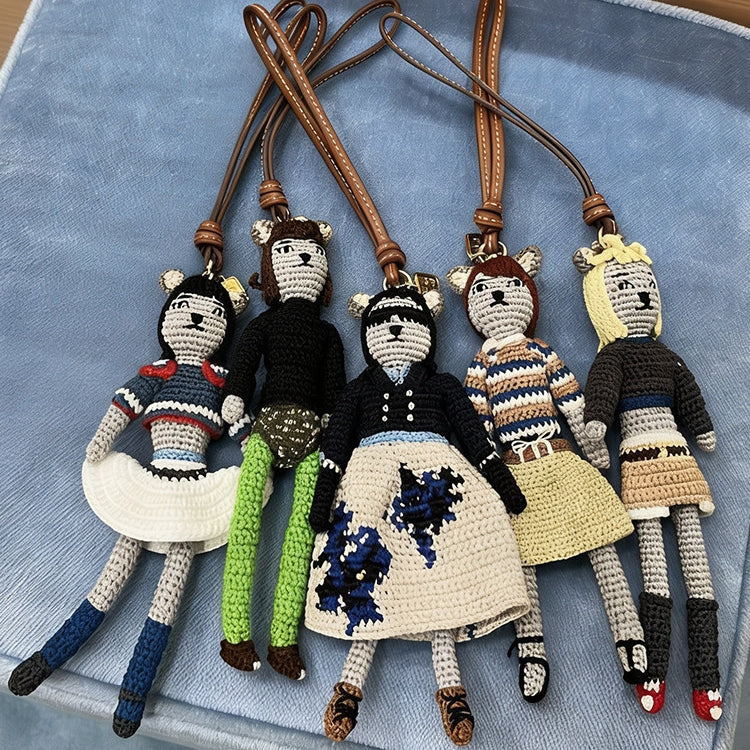 Crochet Flower Dress Doll Knotty Bag Charm