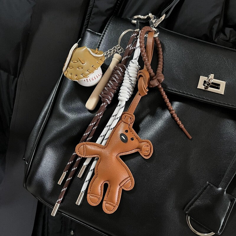 Multicolored Bear Leather Bag Charm