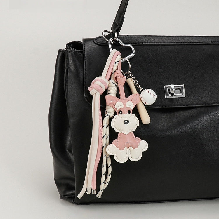 Sitting Schnauzer Leather Bag Charm