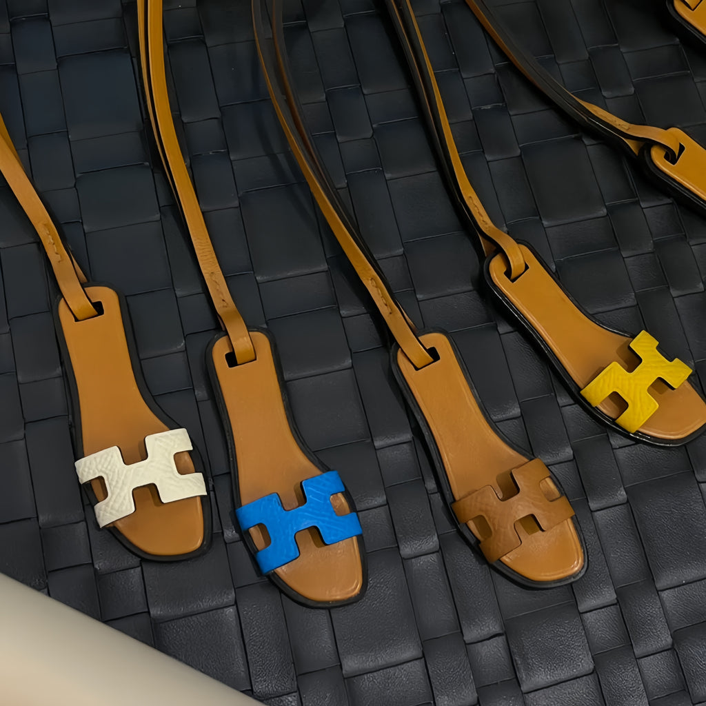 Handmade Slipper Leather Bag Charm