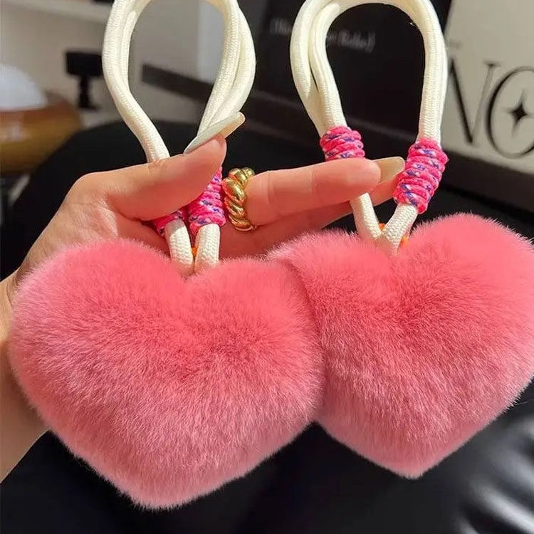 Rex Rabbit Fur Heart Fluffy Bag Charm
