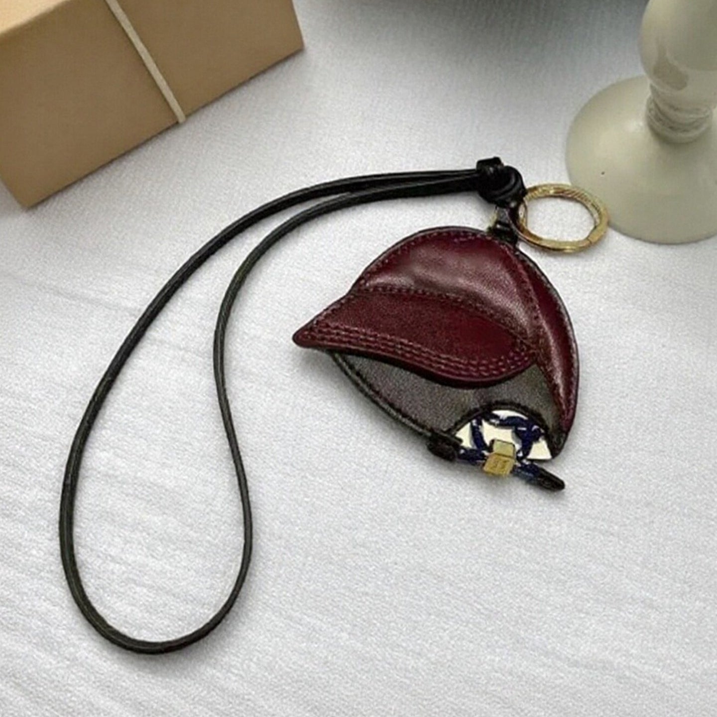 Beanie Hat Leather Bag Charm