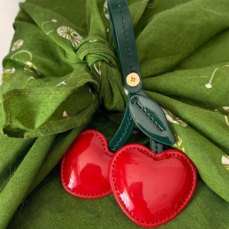 Red & Pink Cherries Leather Bag Charm