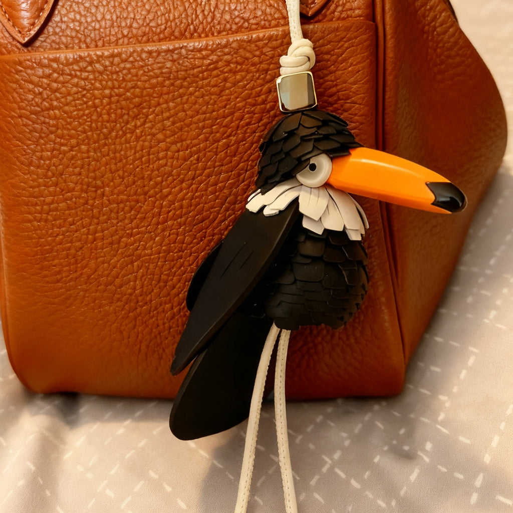 Toucan Leather Bag Charm