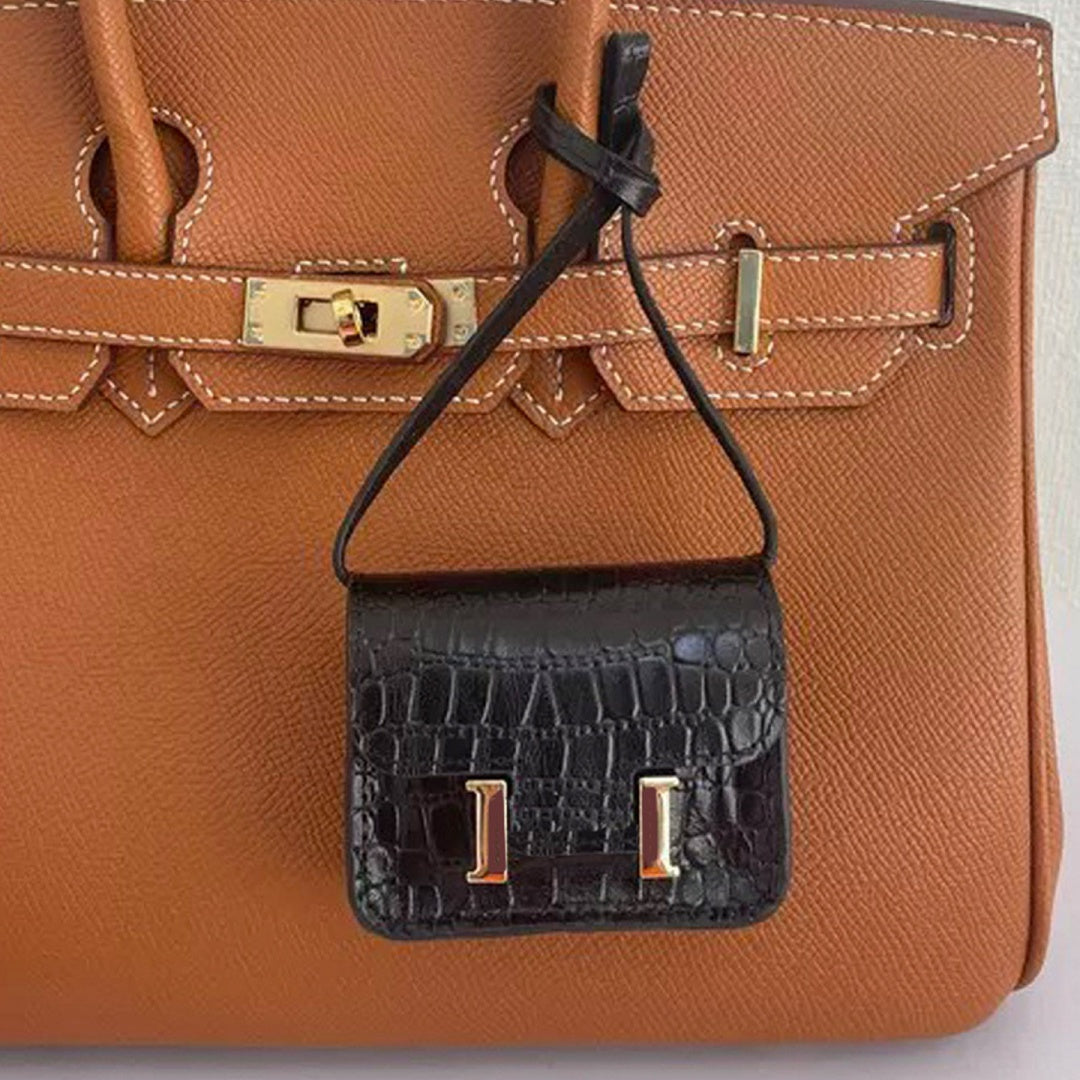 Mini Crocodile Grain Flap Bag Leather Bag Charm