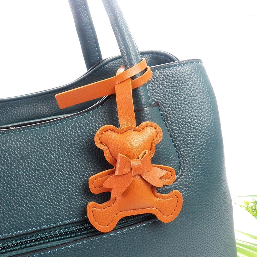 Bowknot Bear Leather Bag Charm