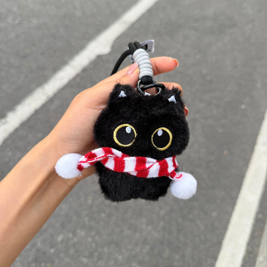 Big Eye Black Cat Fluffy Bag Charm
