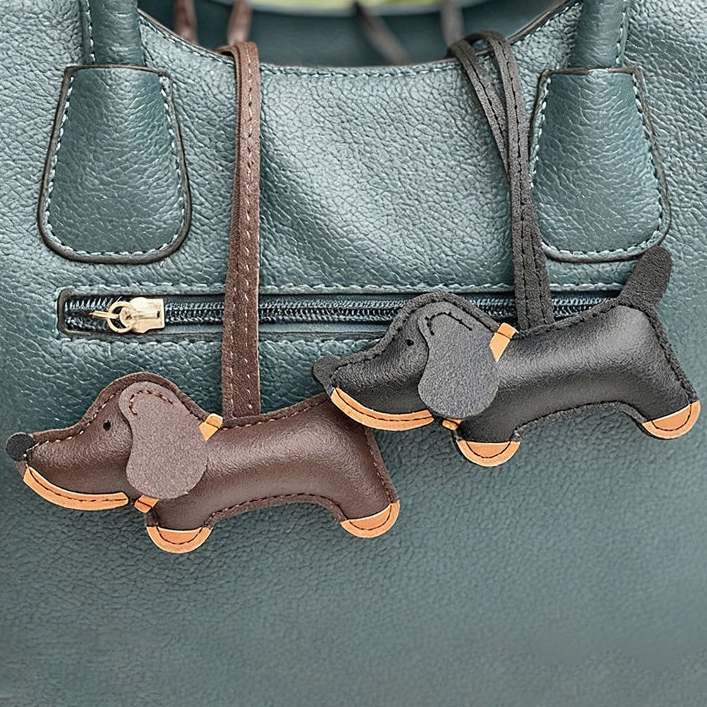 Multicolor Dachshund Leather Bag Charm