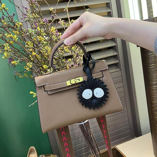 Black Coal Ball Leather Bag Charm