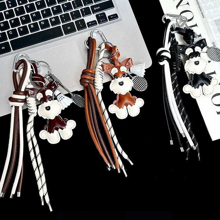 Sitting Schnauzer Leather Bag Charm