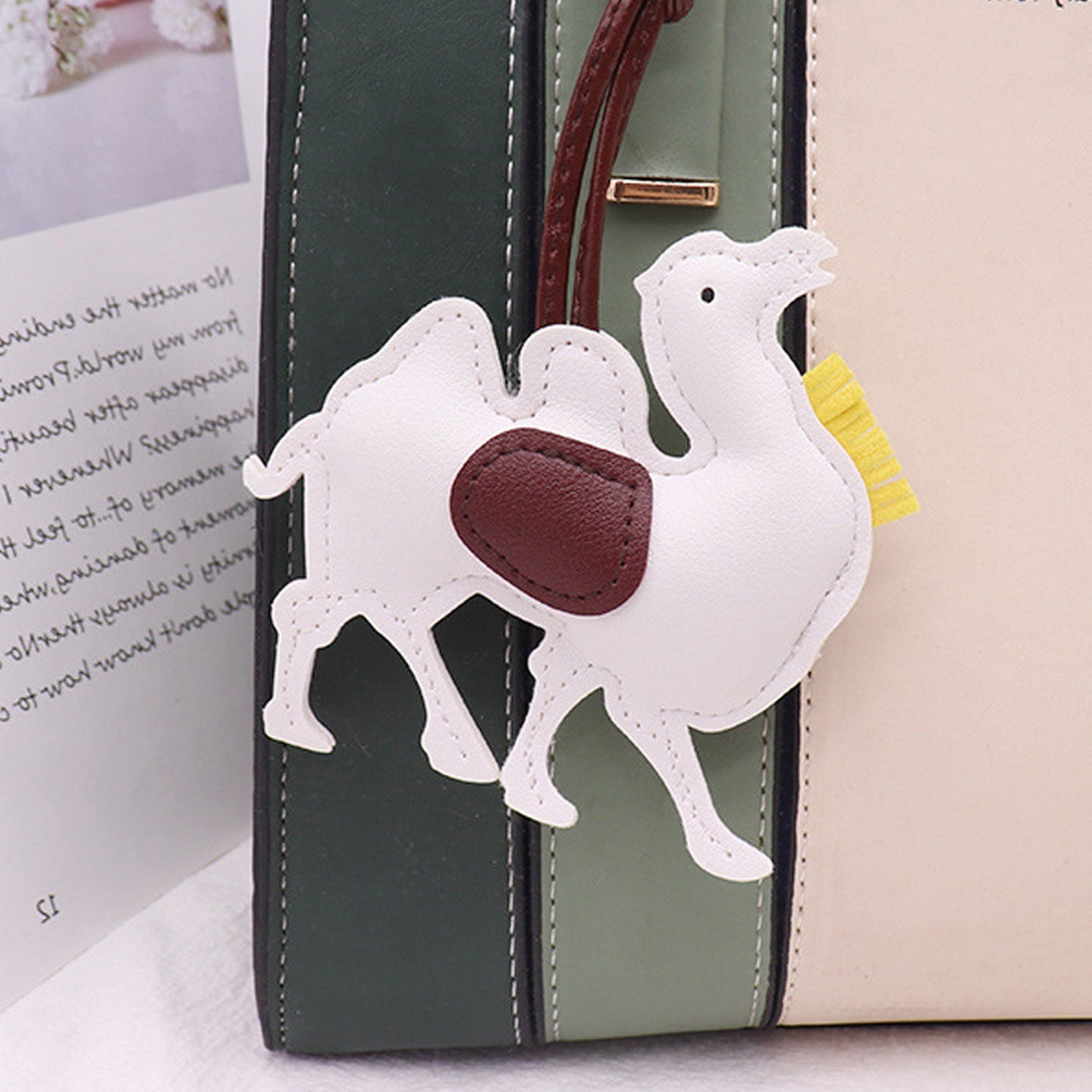 Camel Leather Bag Charm