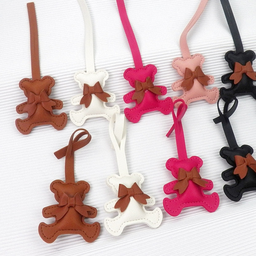 Bowknot Bear Leather Bag Charm