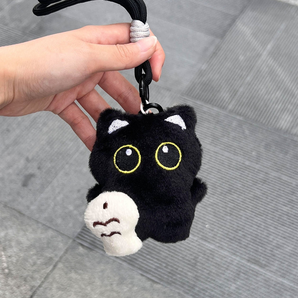 Big Eye Black Cat Fluffy Bag Charm