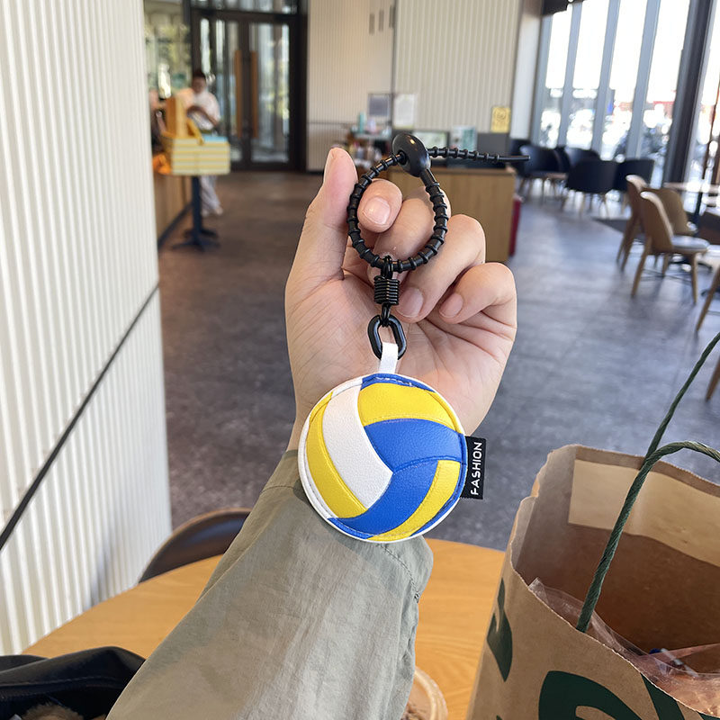 Yellow and Blue Volleyball Leather Bag Charm