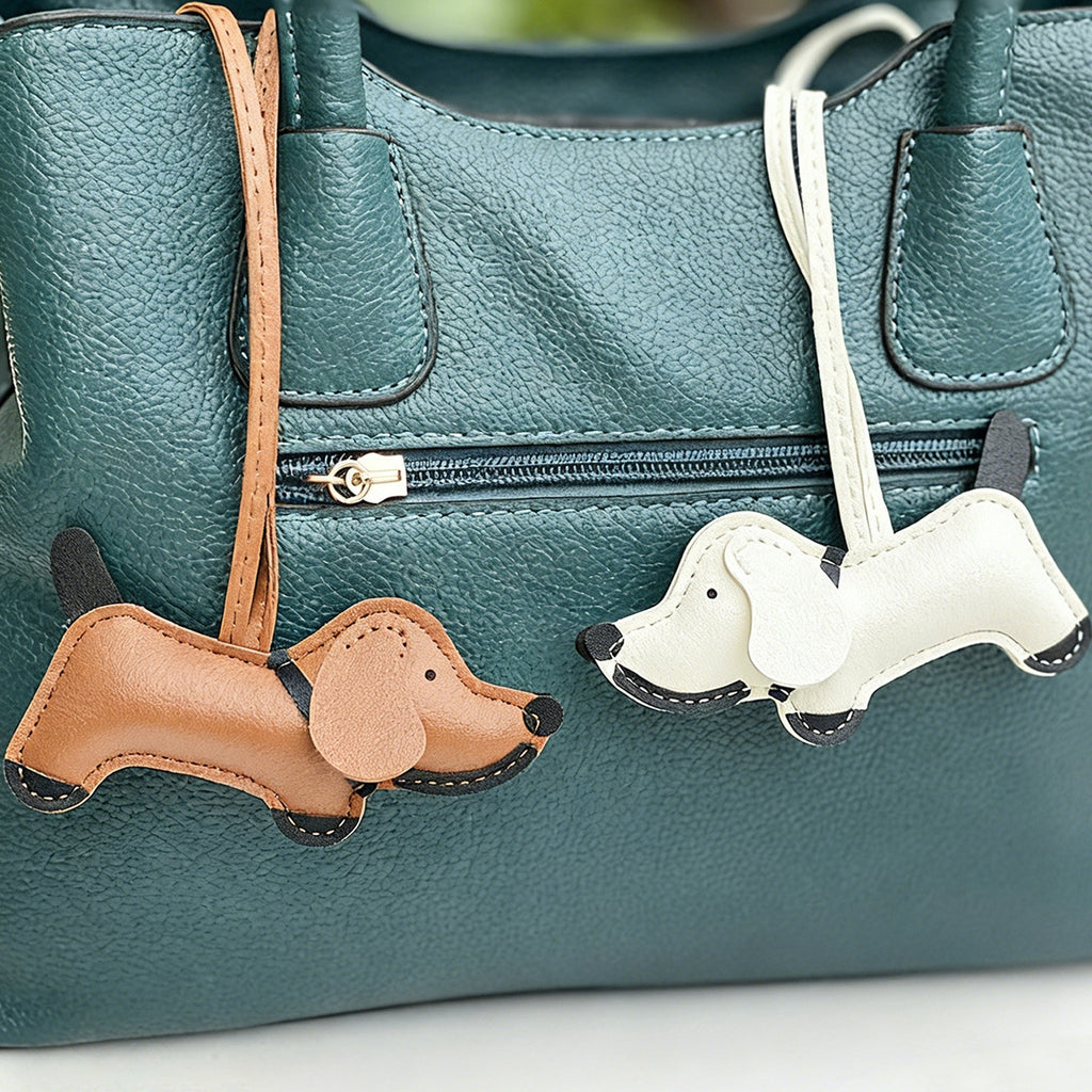 Multicolor Dachshund Leather Bag Charm