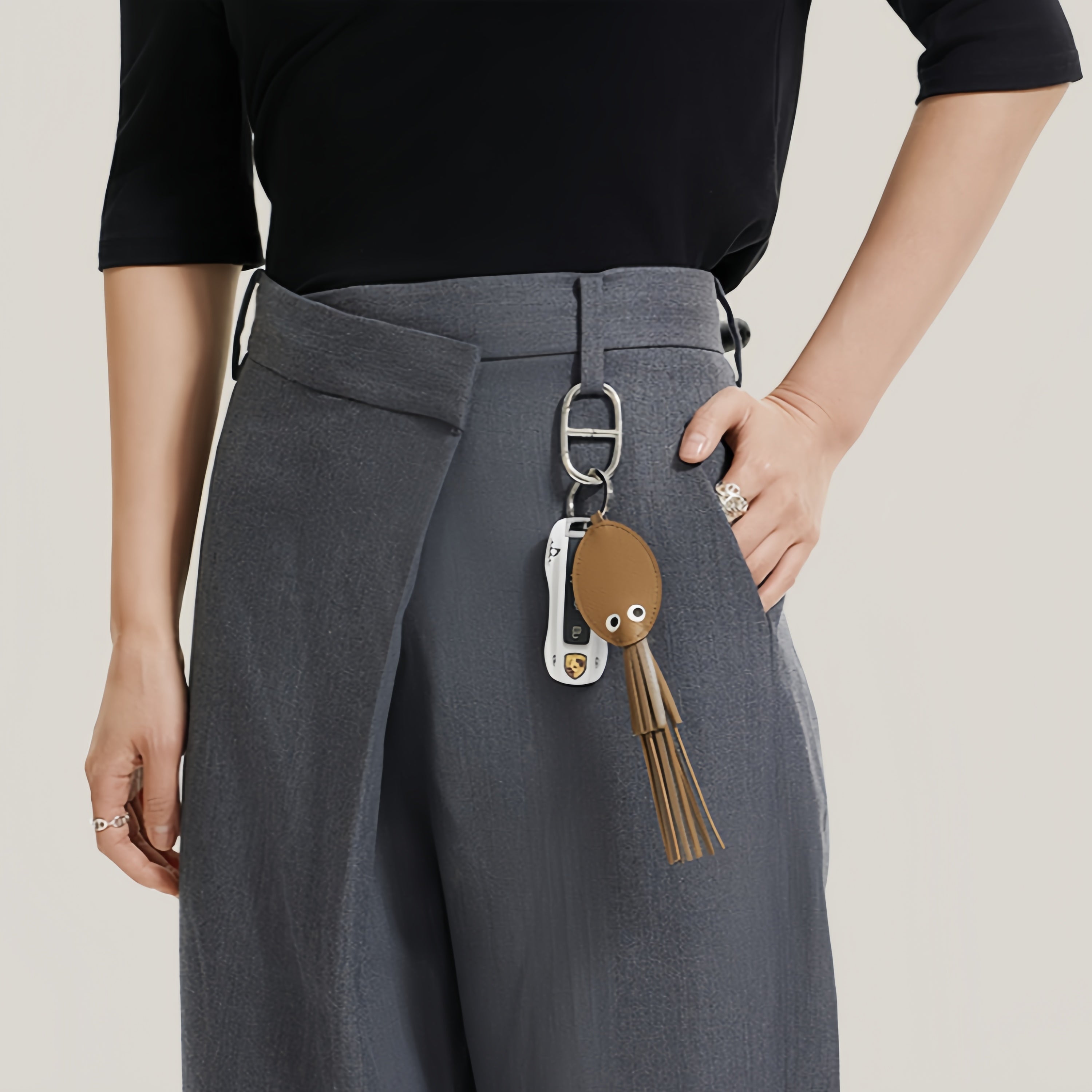 Tassel-designed Squid Leather Bag Charm