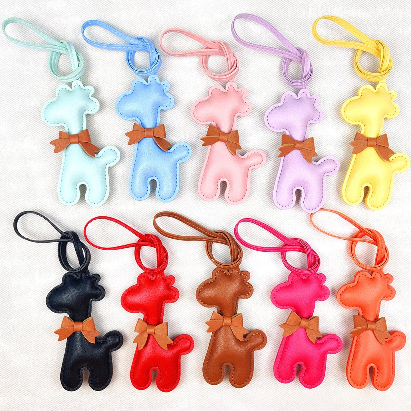 Giraffe Leather Bag Charm