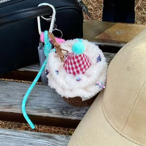 3D Plush Cake Fluffy Bag Charm