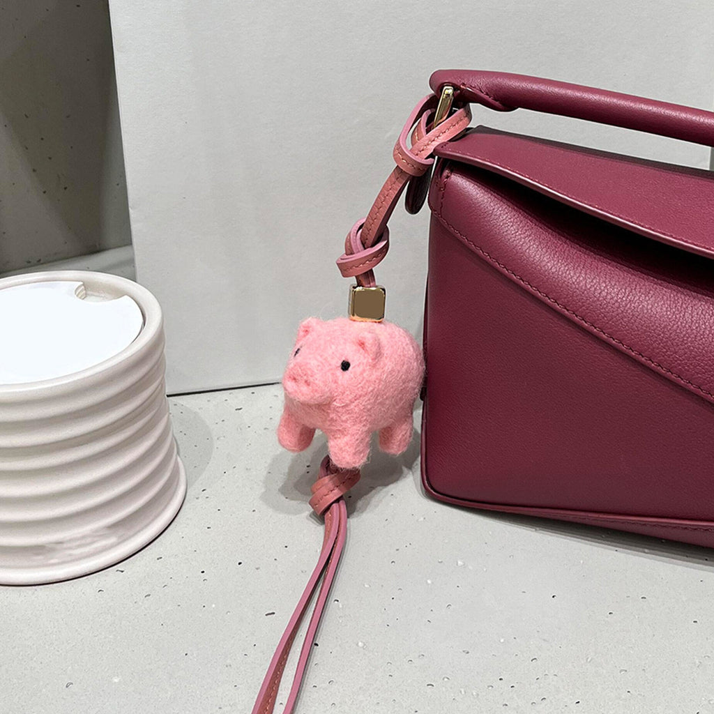 Little Pig Wool Felt Fluffy Bag Charm