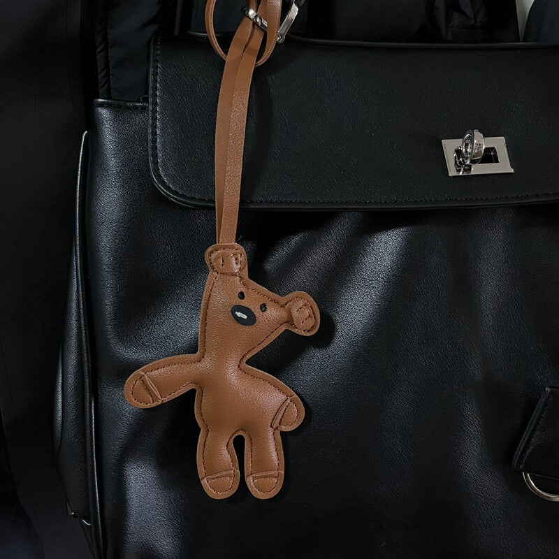 Multicolored Bear Leather Bag Charm