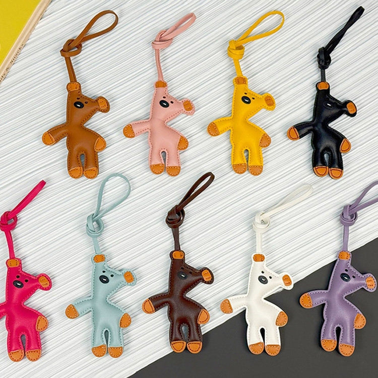 Multicolored Bear Leather Bag Charm