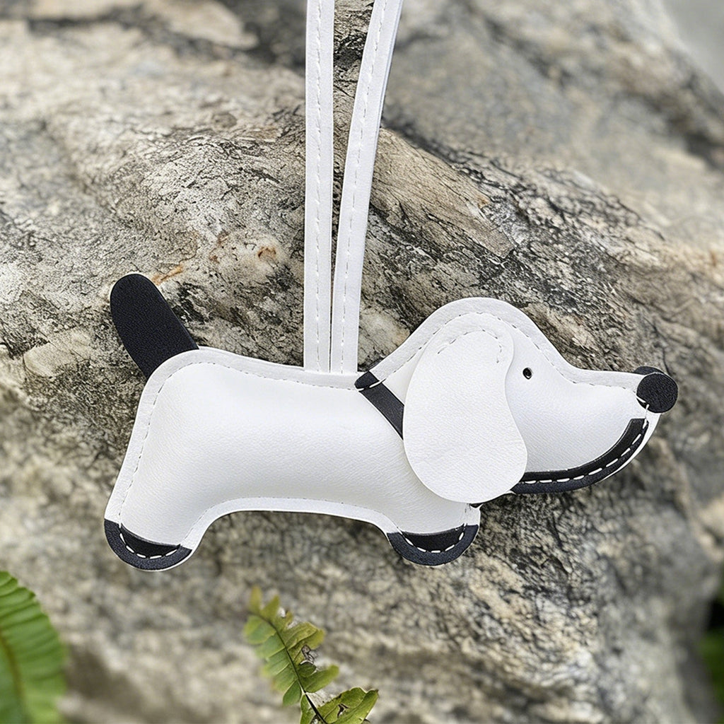 Multicolor Dachshund Leather Bag Charm