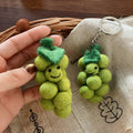 Green Grape Wool Felt Fluffy Bag Charm