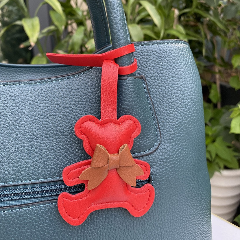 Bowknot Bear Leather Bag Charm