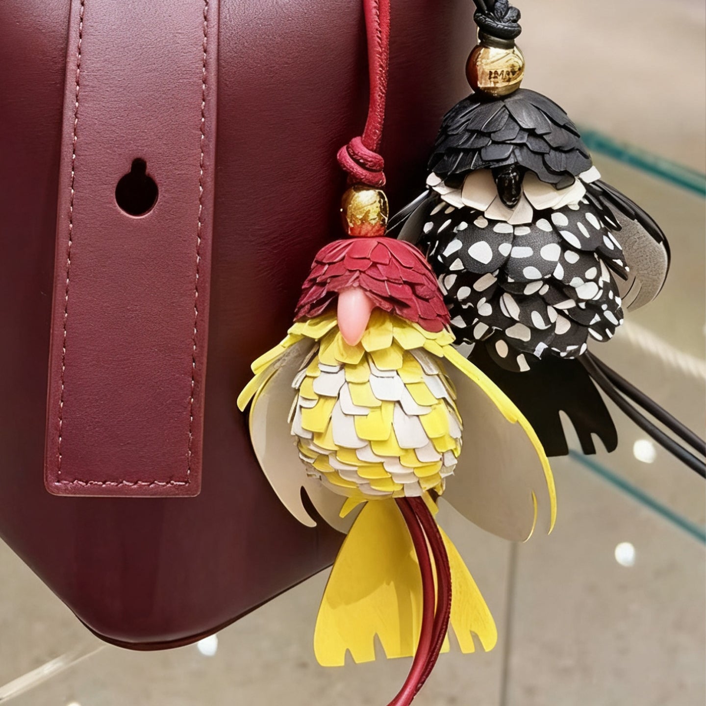 Parrot Leather Bag Charm