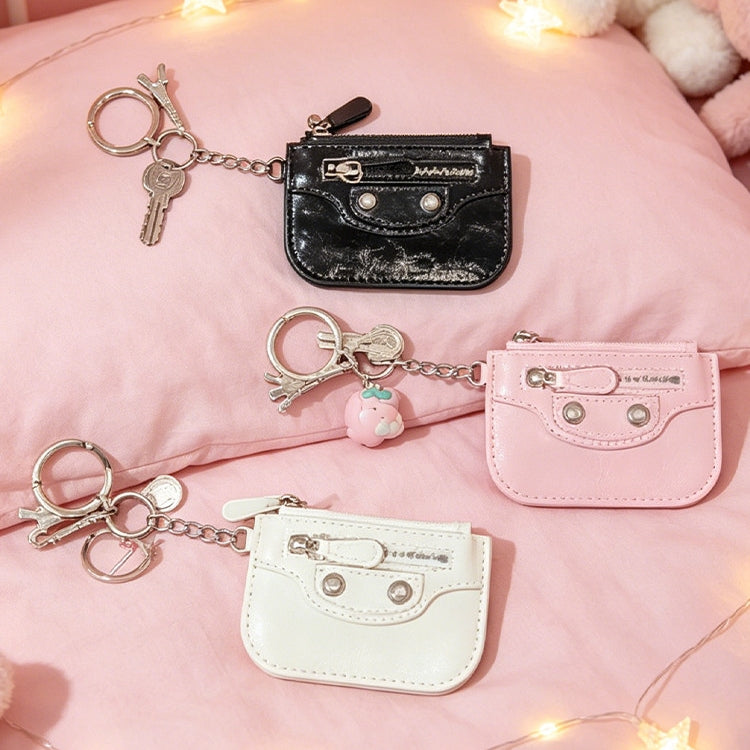 Keychain Handbag Zipper Card Holder Leather Bag Charm