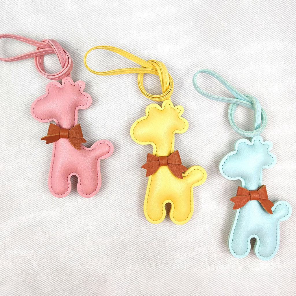 Giraffe Leather Bag Charm