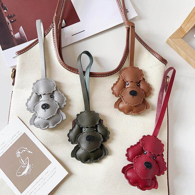 Multicolor Schnauzer Leather Bag Charm