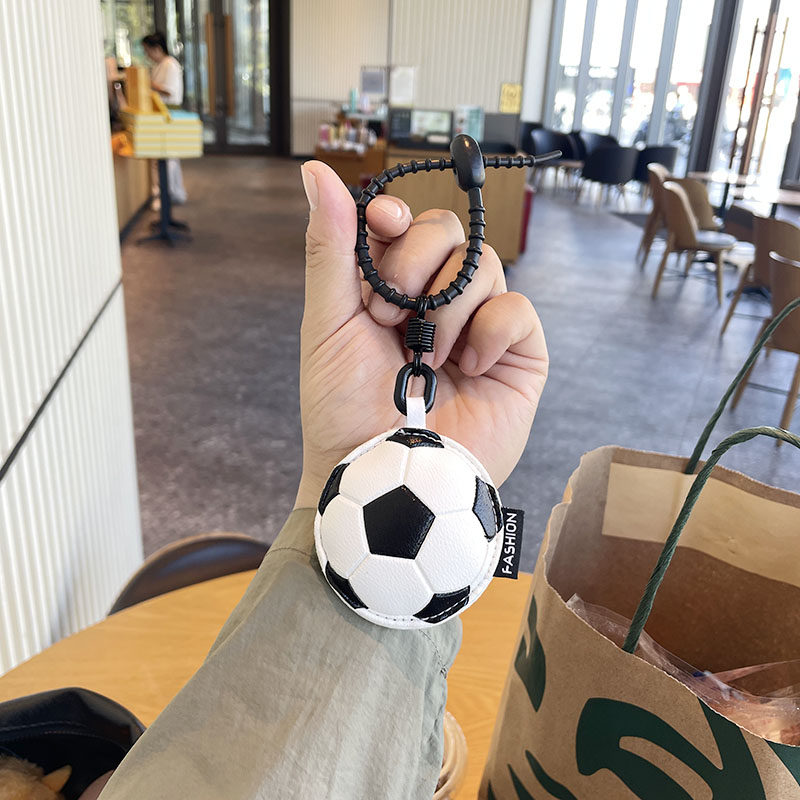 Black and White Football Leather Bag Charm
