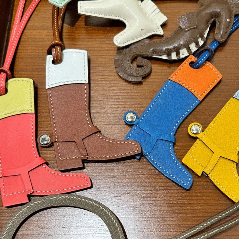Multicolored Boots Leather Bag Charm