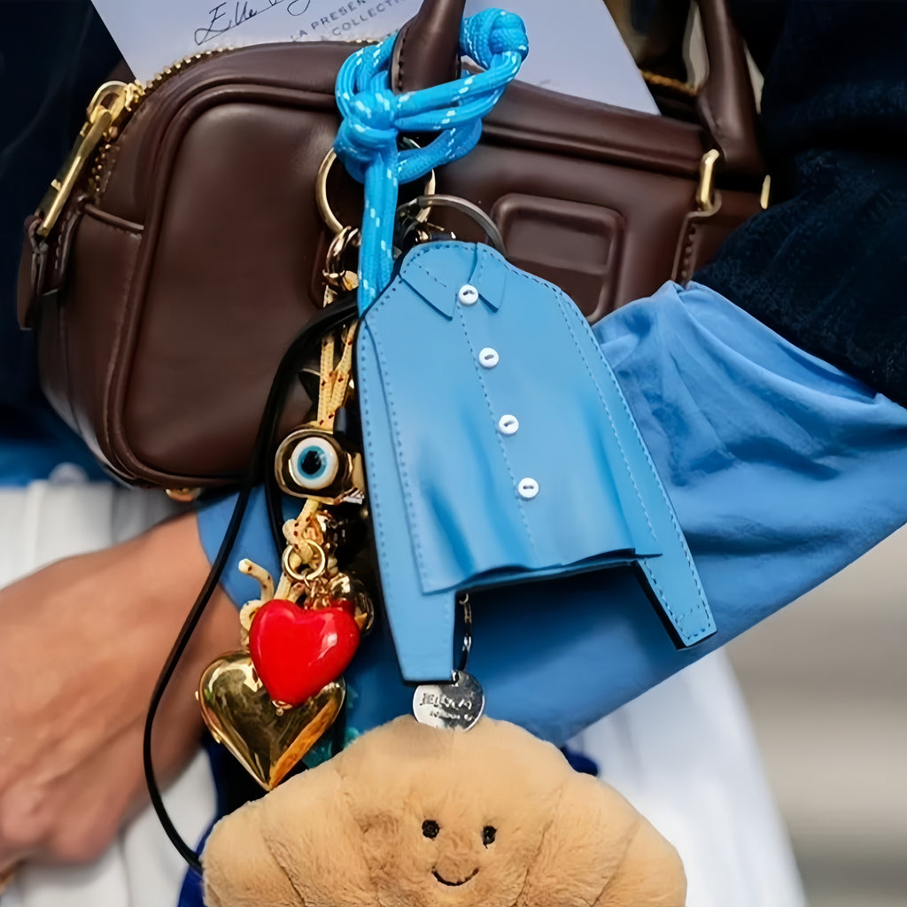 Blue Shirt Leather Bag Charm