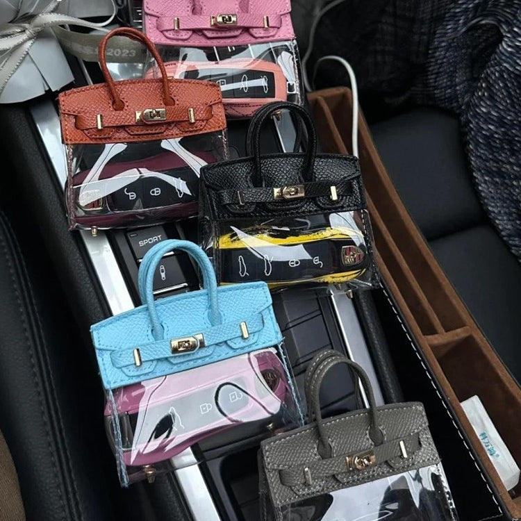 Transparent Key & Headphone Pouch Leather Bag Charm