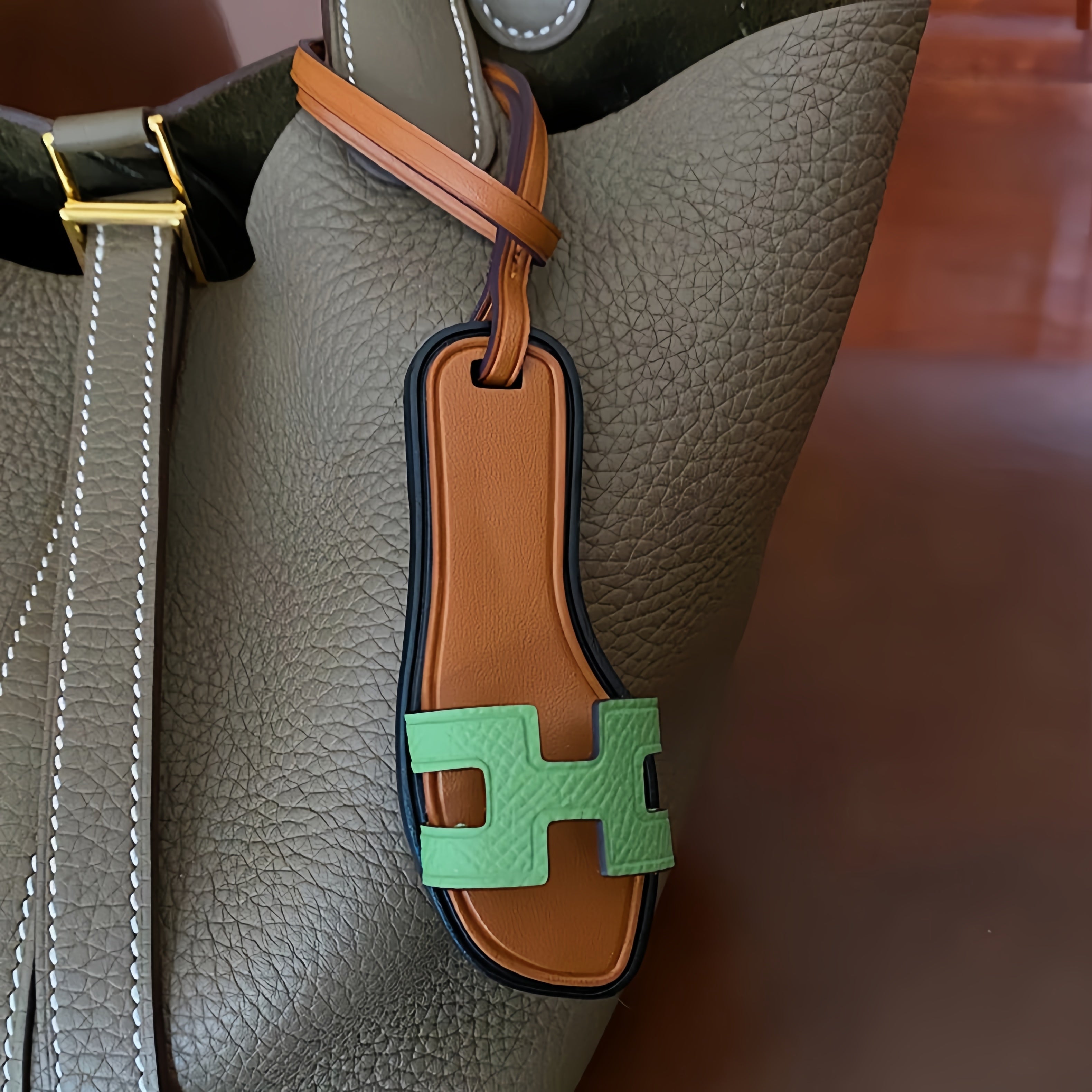 Handmade Slipper Leather Bag Charm