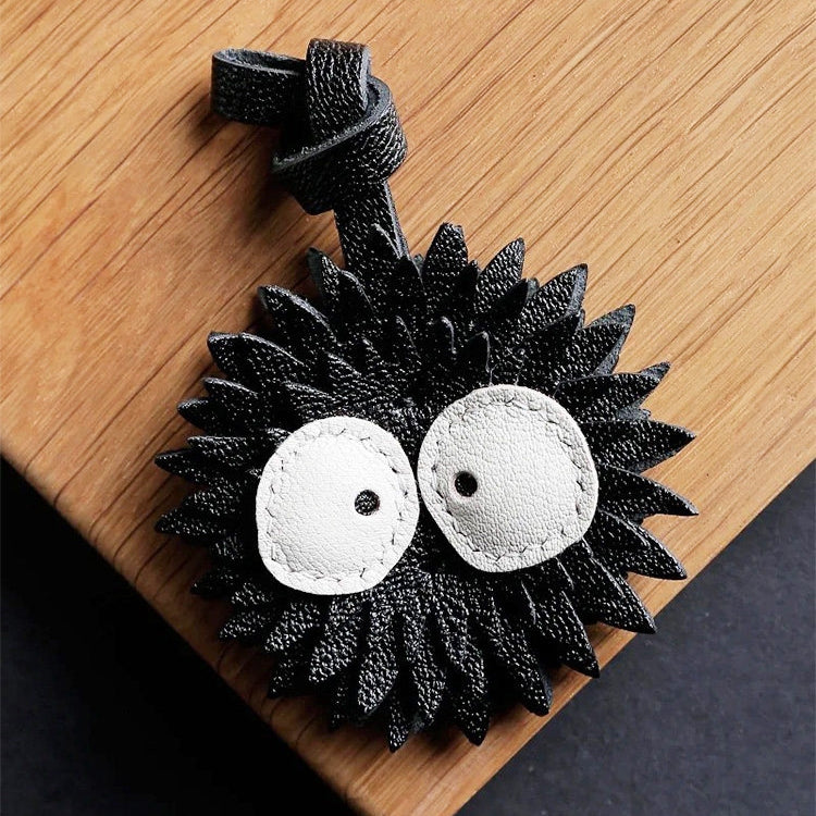 Black Coal Ball Leather Bag Charm