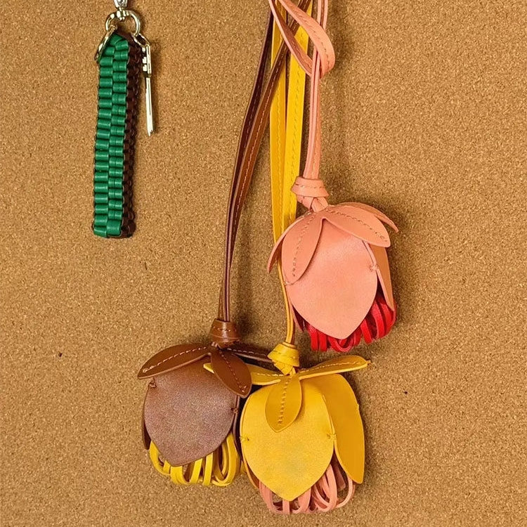 Flower Leather Bag Charm